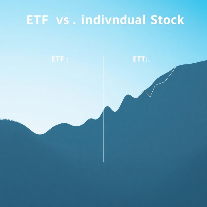 Apstraktni prikaz usporedbe ETF fondova i pojedinačnih dionica u azurnim tonovima